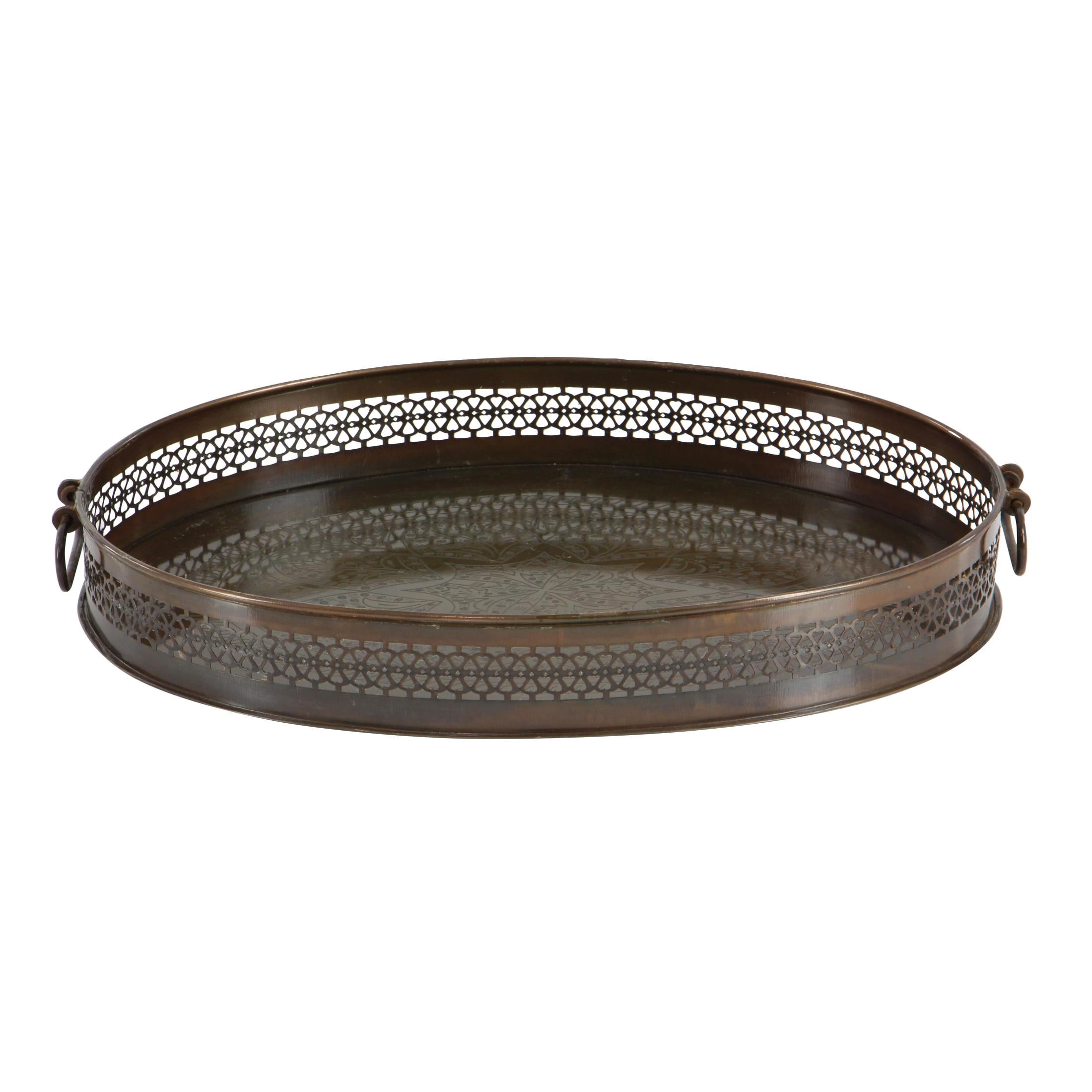DecMode 17", 14"W Brown Metal Floral Tray, 2-Pieces