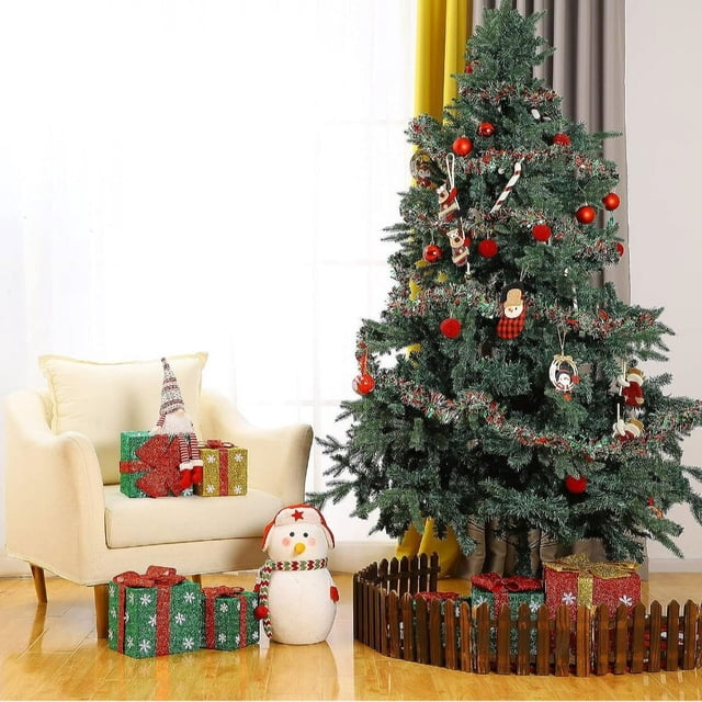 Guirnalda brillante, roja y verde, 3,544 pulgadas de ancho x 6,5 pies de largo, decoración de guirnalda navideña para el hogar y la fiesta
