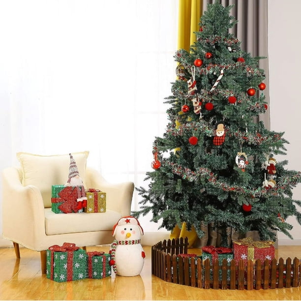 Guirnalda brillante, roja y verde, 3,544 pulgadas de ancho x 6,5 pies de largo, decoración de guirnalda navideña para el hogar y la fiesta