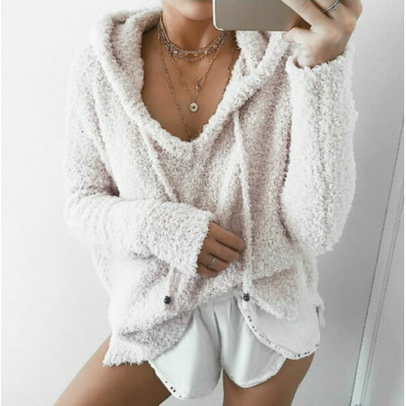 Fall and Winter Womens Clothing Hoodie Sweater Casual Loose Long Sleeve Sweater Pullover (Best Fall Sweaters 2019)