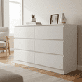 thumbnail image 2 of Homy Casa 6 Drawer Dresser Storage Cabinet, White Modern Organizer for Bedroom Living Room, 2 of 7