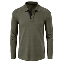 Men's Long Sleeve Polos Shirt Golf Shirts Regular Jersey Tennis Shirt Cotton T Shirts Casual Fashion V Neck Lapel Shirt Men Solid Color Quick-Dry Pullover Top