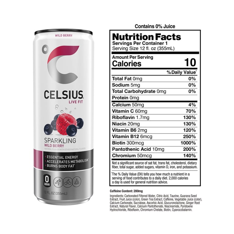 CELSIUS Sparkling Wild Berry, 12 fl oz Cans, 12 Pack photo 3