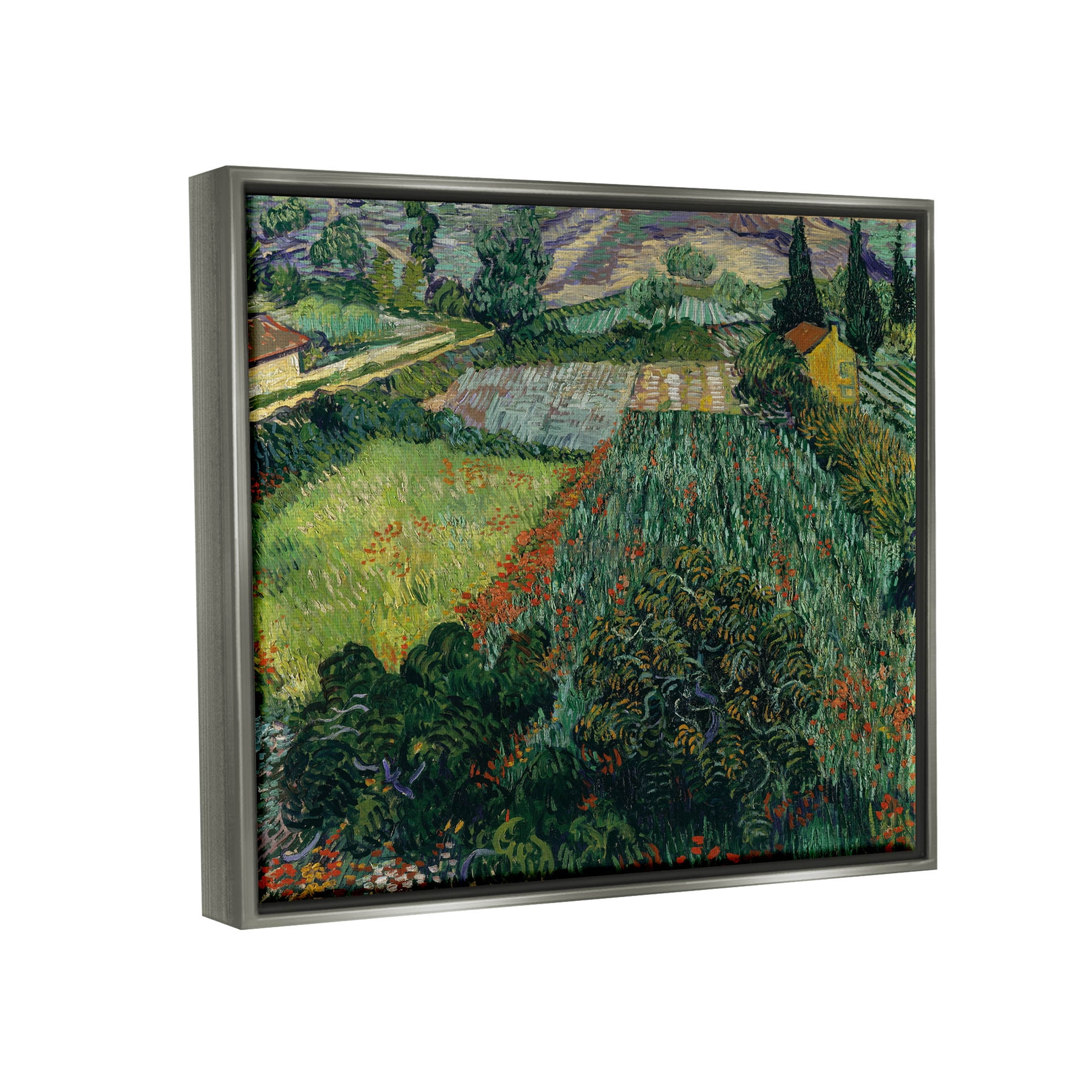 Field With Poppies Van Gogh Rural Scenery Landscape Painting Luster Gray Framed Art Print Wall Art