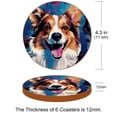 thumbnail image 3 of Corgi 6PCS Round Microfiber Leather Bar Coasters Set, 11x11 cm/4.3x4.3 in, Drink Coasters for Table and Home Decor, 3 of 6
