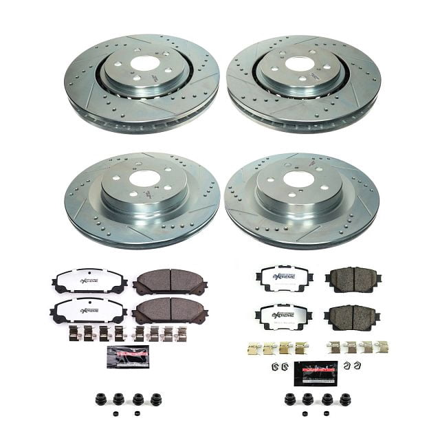 PowerStop Front and Rear Z36 Truck & Tow Carbon-Fiber Ceramic Brake Pad and Drilled and Slotted Rotor Kit Fits: TOYOTA Select Models K8736-36