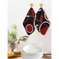 thumbnail image 2 of Black Red Kitchen Dish Towels for Drying Dishes Set of 4, White Circle Geometric Abstract Texture Waffle Weave Microfiber Hand Tea Bathroom Towels Quick Dry & Absorbent Towel 12x12, 2 of 7
