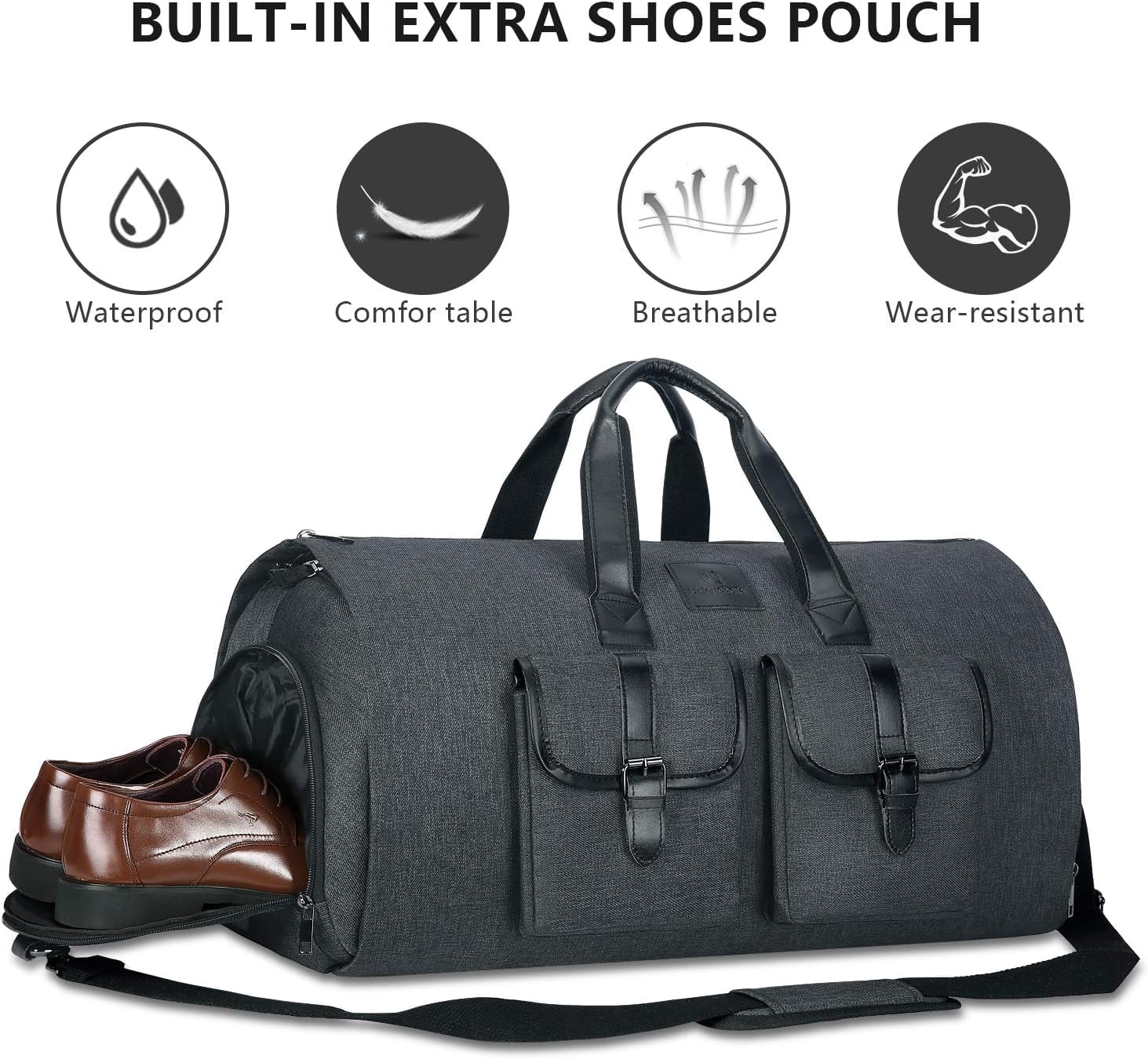 Oenbopo Garment Duffel Bag,45L Suit Bag Garment Bag with Shoe Compartment for Business Trips,Multifunctional Travel Bags for Women and Men