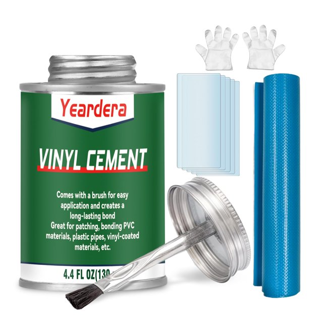 Ciment Vinyle, Colle Vinyle Haute Résistance, Ciment PVC Imperméable, Kit de Réparation de Patch de Piscine Haute Résistance sous l'Eau pour une Variété d'Inf