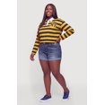 thumbnail image 3 of Women's Plus Size NY Chenille Patch Striped Rugby Polo Top, 3 of 4