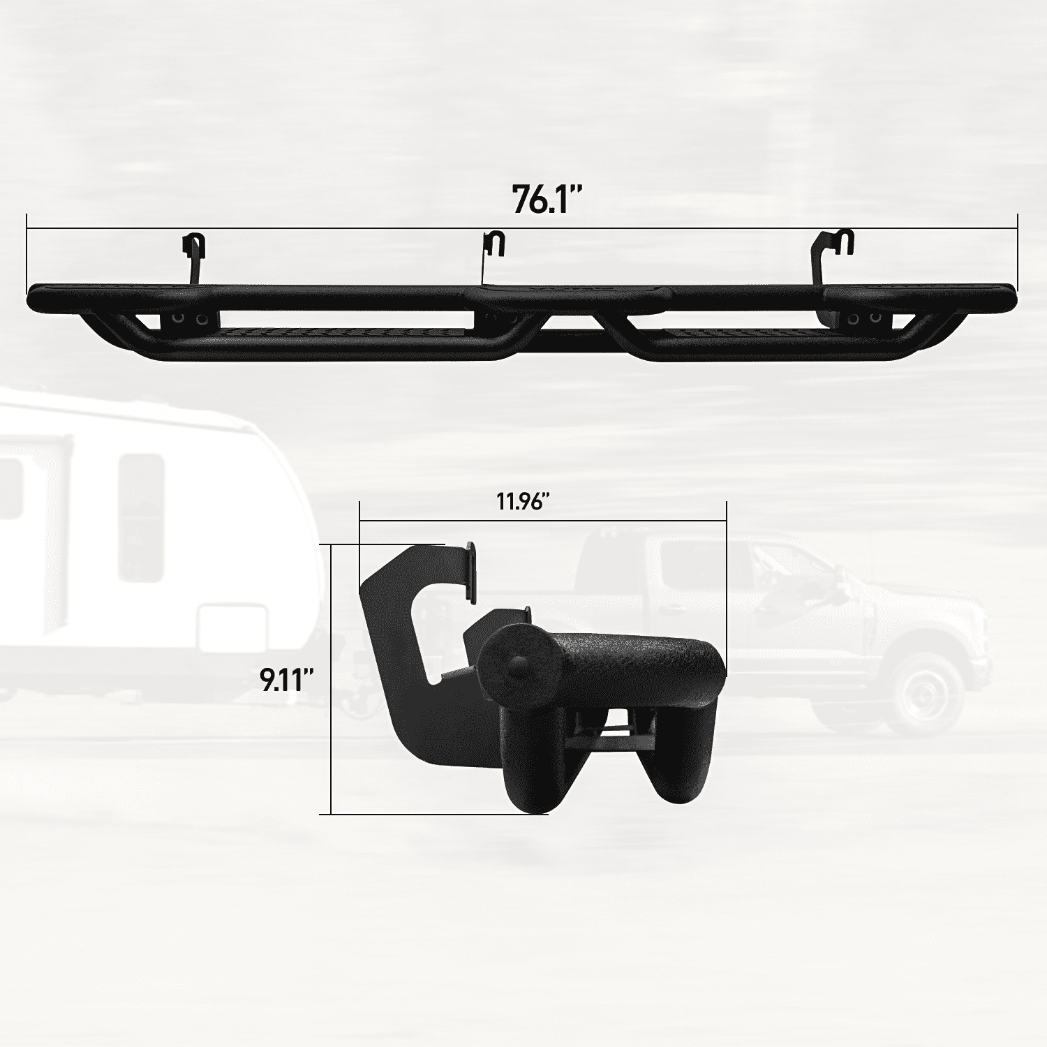 Vijay Running Boards Compatible with 2007-2019 Chevrolet Silverado 2500HD/3500HD Extended Cab/Double Cab Bolt-on Side Steps Rails Steel Nerf Bars