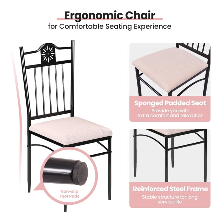 Finihen Dining Set, Dining Table Set, 5 Pcs Dining Set Wood Metal Table and 4 Chairs with Cushions, for Home, Restaurant, Beige Finihen Dining Set, Dining Table Set, 5 Pcs Dining Set Wood Metal Table and 4 Chairs with Cushions, for Home, Restaurant, Beige