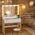 thumbnail image 5 of Zimtown Vanity with Mirror and Light, Makeup Desk  with Charging Station and Storage, Dressing Table with Hair Dryer Rack for Bedroom, White, 5 of 10