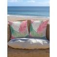 thumbnail image 5 of Outdoor Pillows Waterproof, Pink Green Palm Leaves Throw Pillows with Inserts Included, Summer Tropical Plants Botanical Indoor Outdoor Decorative Lumbar Pillow for Bed/Couch/Patio 16"x16", 2Pcs, 5 of 8