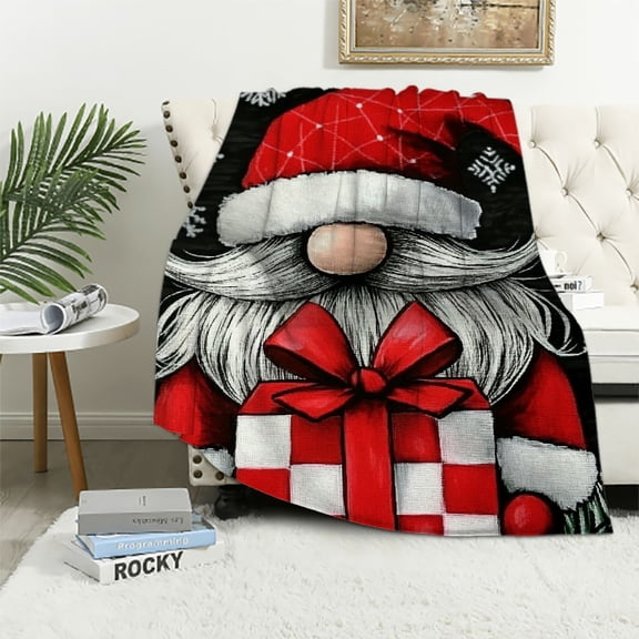 Pratys Gnome Christmas Hat Christmas Present Flannel Throw Blanket for Couch Sofa Bed, Christmas Home Decor Super Soft Blanket for All Seasons 40x50in