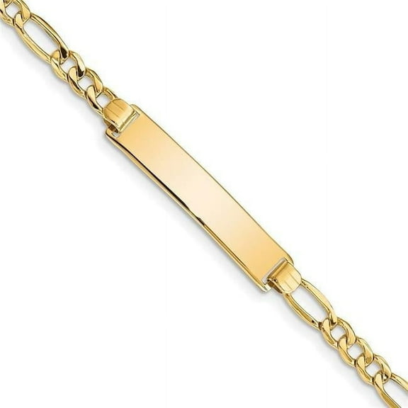 Primal Gold 10 Karat Yellow Gold Semi-solid Figaro Link ID Bracelet