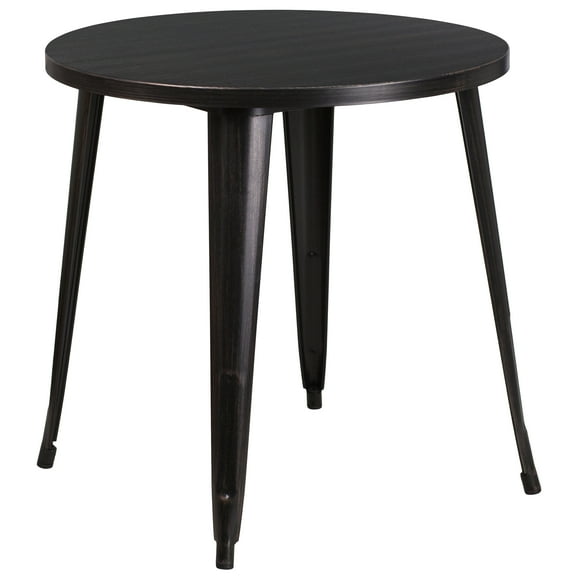 Flash Furniture Commercial Grade 30" Round Black-Antique Gold Metal Indoor-Outdoor Table