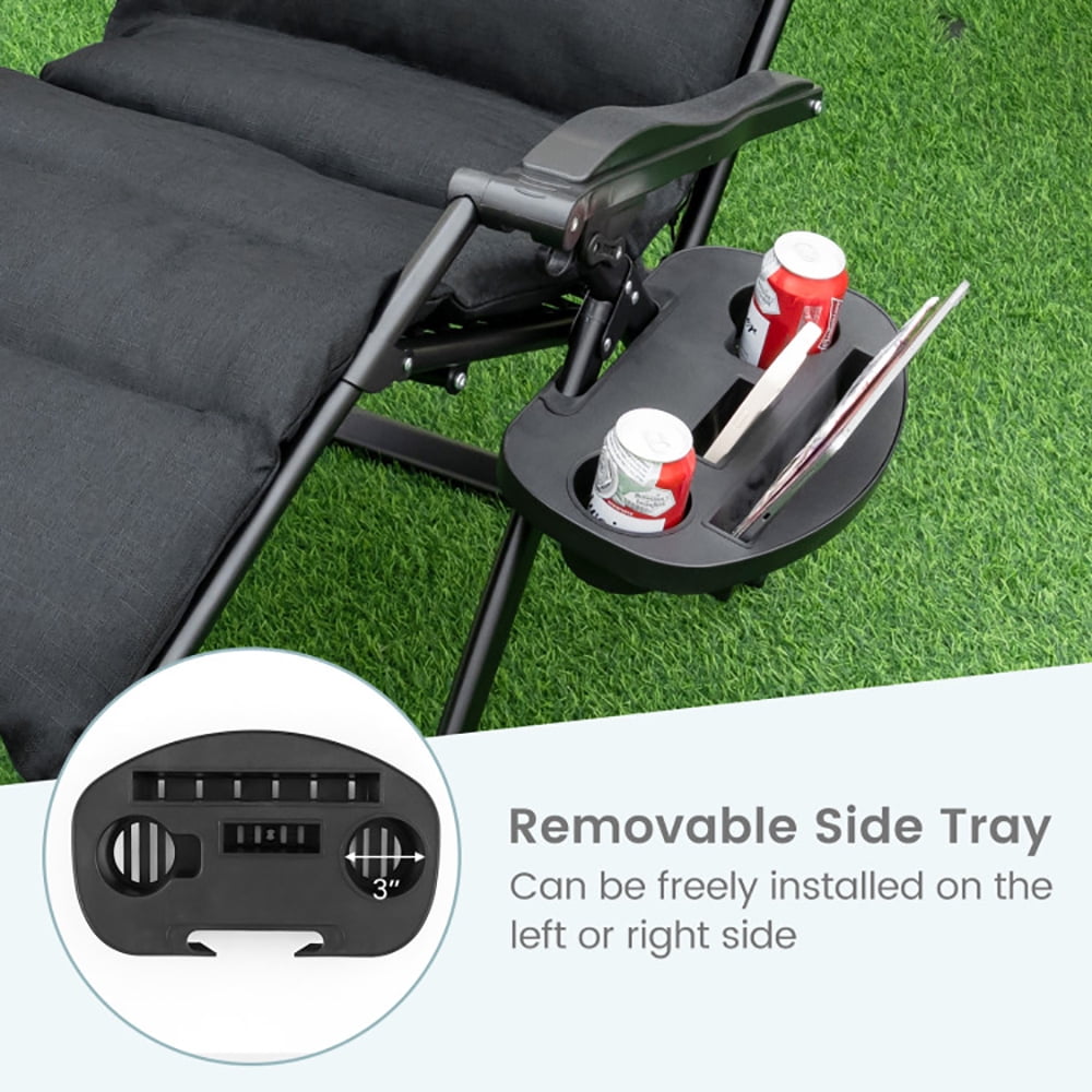 Aimee Lii Adjustable Metal Zero Gravity Lounge Chair with Removable Cushion and Cup Holder Tray, Patio Loungers, Black Aimee Lii Adjustable Metal Zero Gravity Lounge Chair with Removable Cushion and Cup Holder Tray, Patio Loungers, Black