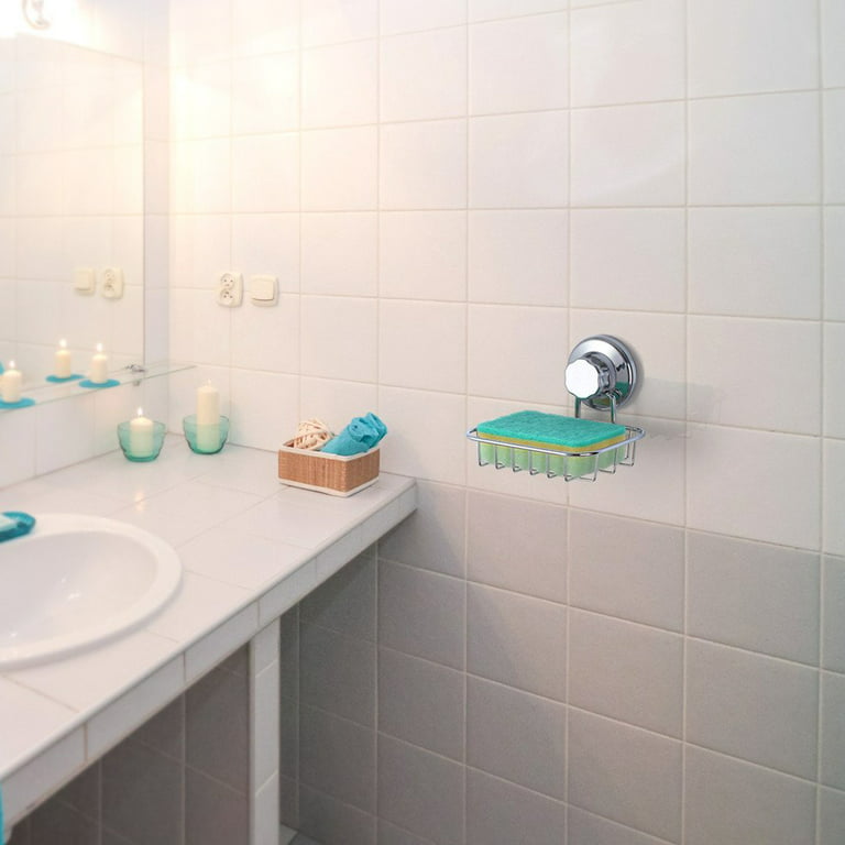 Bathika Soap Dish Holder Suction Cup Combo Powerful Vacuum or Adhesive  System for Sponge Holder Bathroom Organizer for Razor