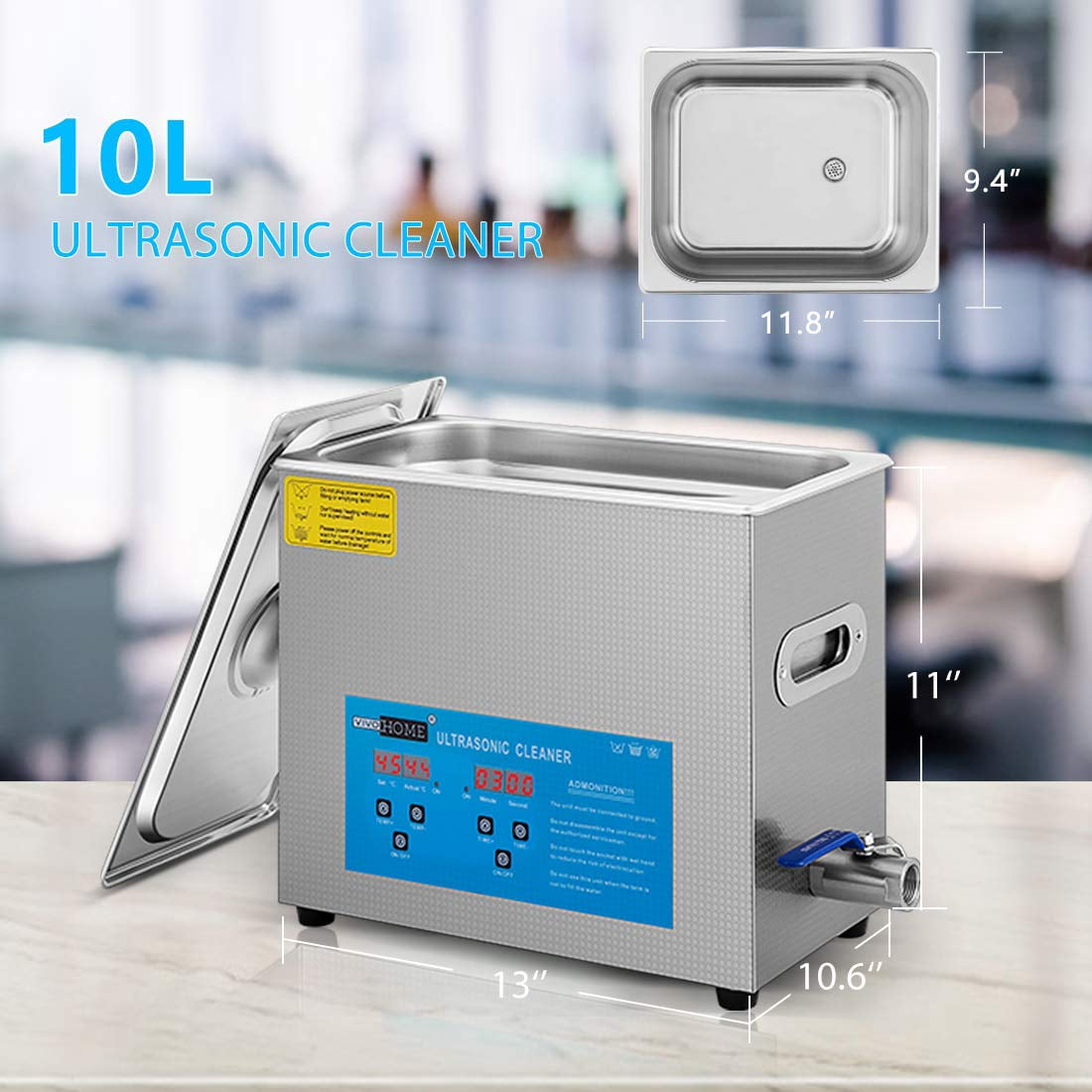 SPECSTAR Professional 10L Portable Touch Controllable Electric Ultrasonic Cleaner Machine with Digital Timer and Heater for Parts Jewelry Watch Coin Glass Circuit Board