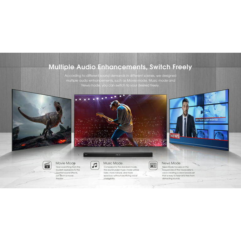 Dolby HDMI Roku Channel Black Audio, Sound TV Wireless 2.1 Hisense (Model Subwoofer, Ready, with Bluetooth, 200W, ARC/Optical/AUX/USB HS218 Bar HS218)