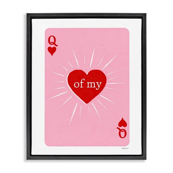 Queen Of My Heart Card Black Framed Floater Canvas Wall Art, design by Amanda Greenwood