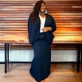 thumbnail image 3 of Women's Plus Size Cocoon Cardigan Maxi Skirt Set, 3 of 4