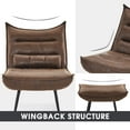 thumbnail image 2 of Mcombo Modern Chair with Ottoman, Wingback Club Accent Chairs for Living Room, Bronzing Fabric Upholstered Leisure Chairs with Metal Legs 4400 (Dark Brown), 2 of 8