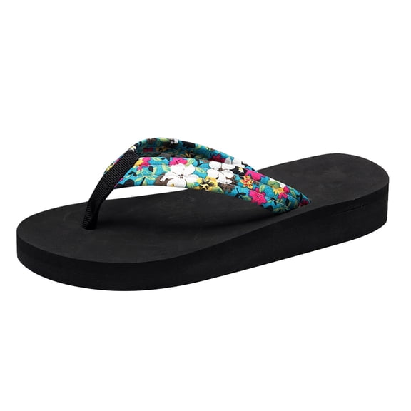 BRICH Women's Arch Support Flip Flops Ladies Comfort Lightweight Soft Yoga Mat Cushion Walking Thong Sandals Blue 7.5