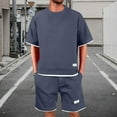 thumbnail image 2 of FRSASU Men's T-shirts Short Pants 2 Piece Suit Set Summer Fashion Short Sleeve Tracksuit Set Shorts Streetwear Tee Tops&Shorts Navy, 2 of 7