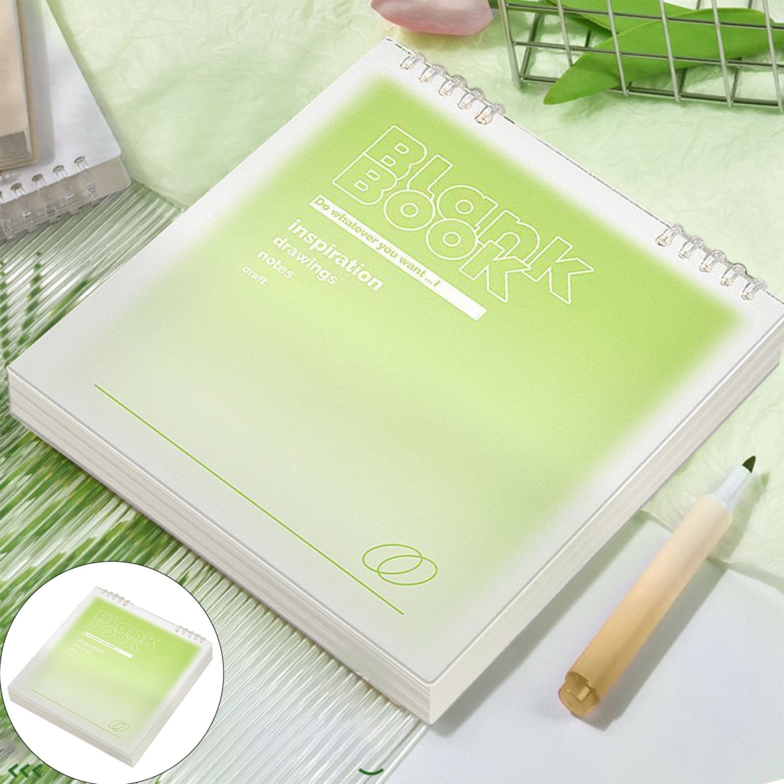 VKLU 1Pc Minimalist Square Ring Binder Notebook, Detachable Portable Notepad for Classroom Notes and Project Management, Aesthetic Stationery, Mint Green
