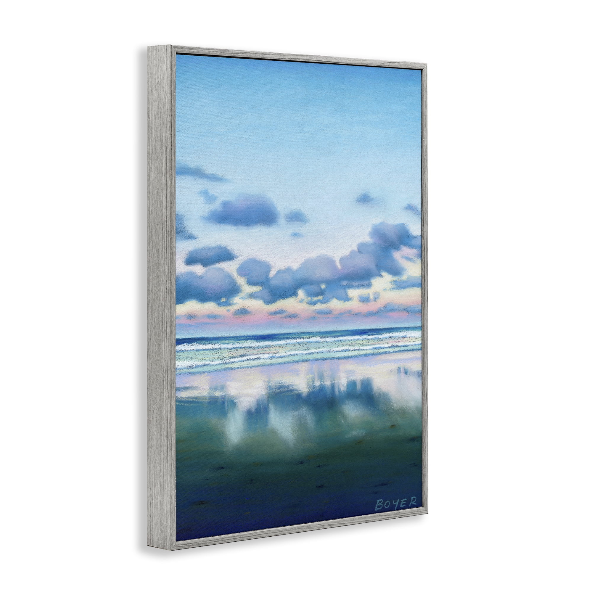Stupell Industries Pretty Azure Cloud Reflection Gray Framed Giclee Art, design by Susy Boyer