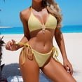 thumbnail image 7 of Maqroz Triangle Bikini Set for Women Adjustable Tie Side Two Piece Swimsuit Padded Bra Beachwear Trendy Summer Pool Party Vacation Solid Beachwear, 7 of 7
