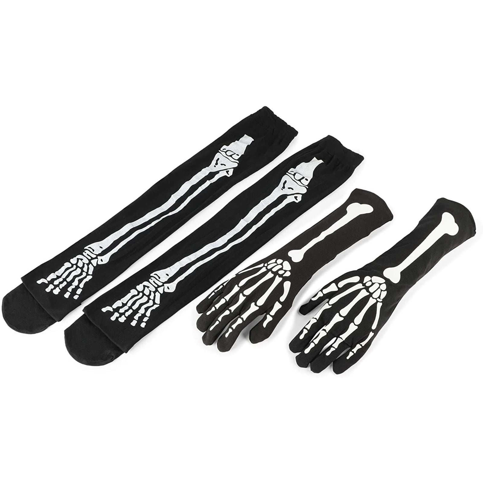 Halloween Skeleton Gloves Scary Gothic Fancy Dress Party Costume Accessories 