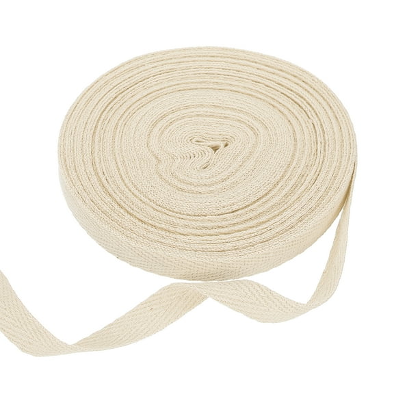 Uxcell Cotton Twill Tape Ribbon 3/8" 11 Yard Herringbone Webbing Tape, Beige