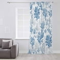 thumbnail image 3 of Coastal Coral Semi Sheer Curtains Drapes for Living Room, Bedroom, French Doors Window 84 Inches Long, Blue Grey Ocean Marine Plant Summer Fish Rod Pocket Chiffon Curtain Drapery Voile Drape Panel, 3 of 6