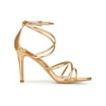 thumbnail image 2 of BLISSFUL STEP Women's Open Toe Strappy Straps Prom Stiletto Heels Sandals Champagne Gold 10, 2 of 2