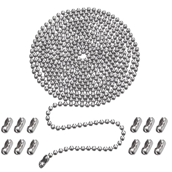 HIBIBUD 2026 New Ceiling Fan Pull Chain,120"Rust Proof Copper 3Mm Beaded Ball Light Pulls Extension Chains with 12 Connectors Fan Pull Chain Extension for Ceiling Fan,Light Fixture Silver