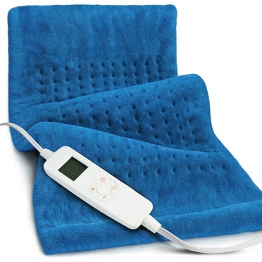 33"x17" Heating Pad Portable Heating Pad for Shoulder Neck, 3 Timer & 6 Temperature Controller, Blue