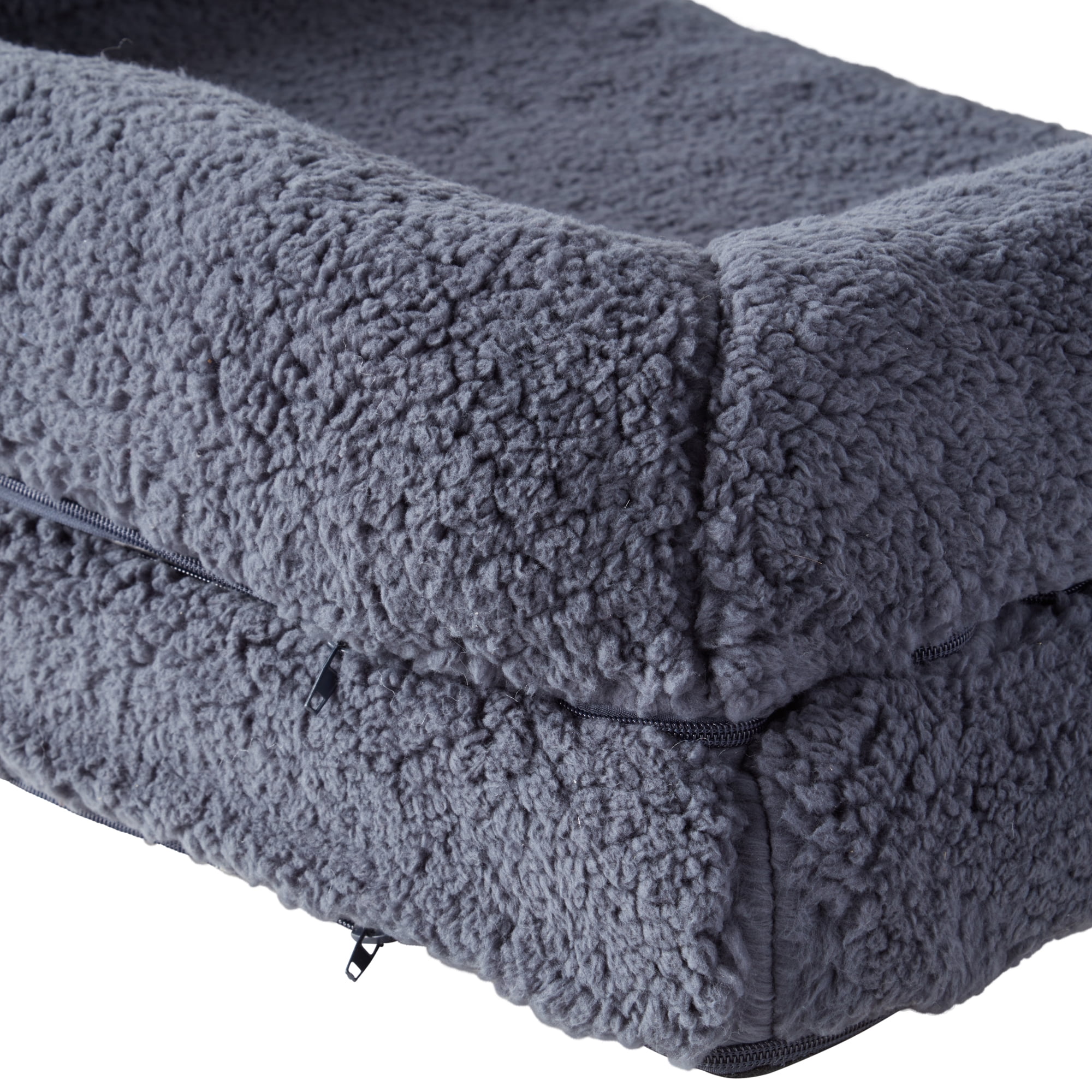 Happy Hounds Millie Medium Sherpa Sofa Style Dog Bed, Blue Steel