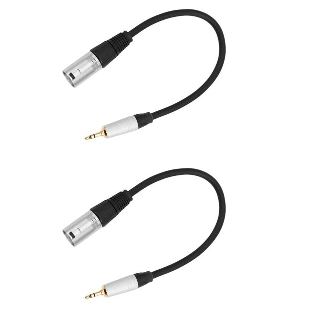 Cable estéreo blindado de 2 conectores jack macho de 3,5 mm a XLR macho de 3 pines de 0,3 metros para grabación de audio con micrófono.
