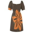 thumbnail image 5 of Retro Orange Tropical Hawaiian Polynesian Flower on Brown Background Sleeveless Dress Women's clothing, 5 of 6