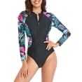 thumbnail image 1 of Traje de baño de manga larga con cremallera, traje de snorkel, traje de surf de una pieza, traje de baño para mujer, 1 of 5