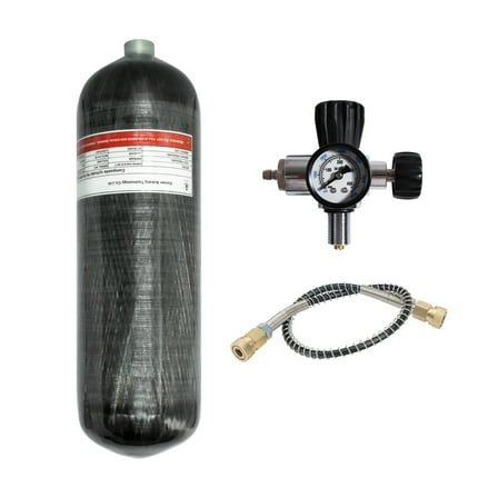 TUXING 6.8L 4500psi Carbon Fiber Air Tank(Empty Bottle)& Paintball Fill Station with Valve Regulator Gauge for PCP Game