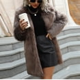 thumbnail image 6 of BiZtdJrK Prime Day Sales Today 2025 Warm Faux Fur Winter Coats for Women Plus Size Furry Fluffy Long Coat Jacket Winter Solid Long Sleeve Lapel Outerwear Gray L, 6 of 8