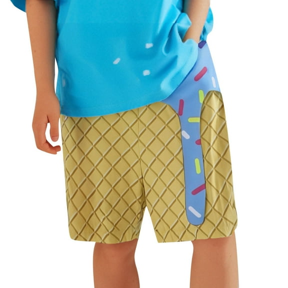 Boys Swim Trunks Swimwear For Kids Ice Cream Printed Beach Pool Waistband Adjustable Comfortable Summer Swim Shorts With Prints