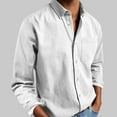 thumbnail image 2 of Savings up to 30% off Long Sleeve Shirts for Men Casual Solid Long Sleeve Pockets Turndown Collar Buttons Blouse Shirt White L, 2 of 6