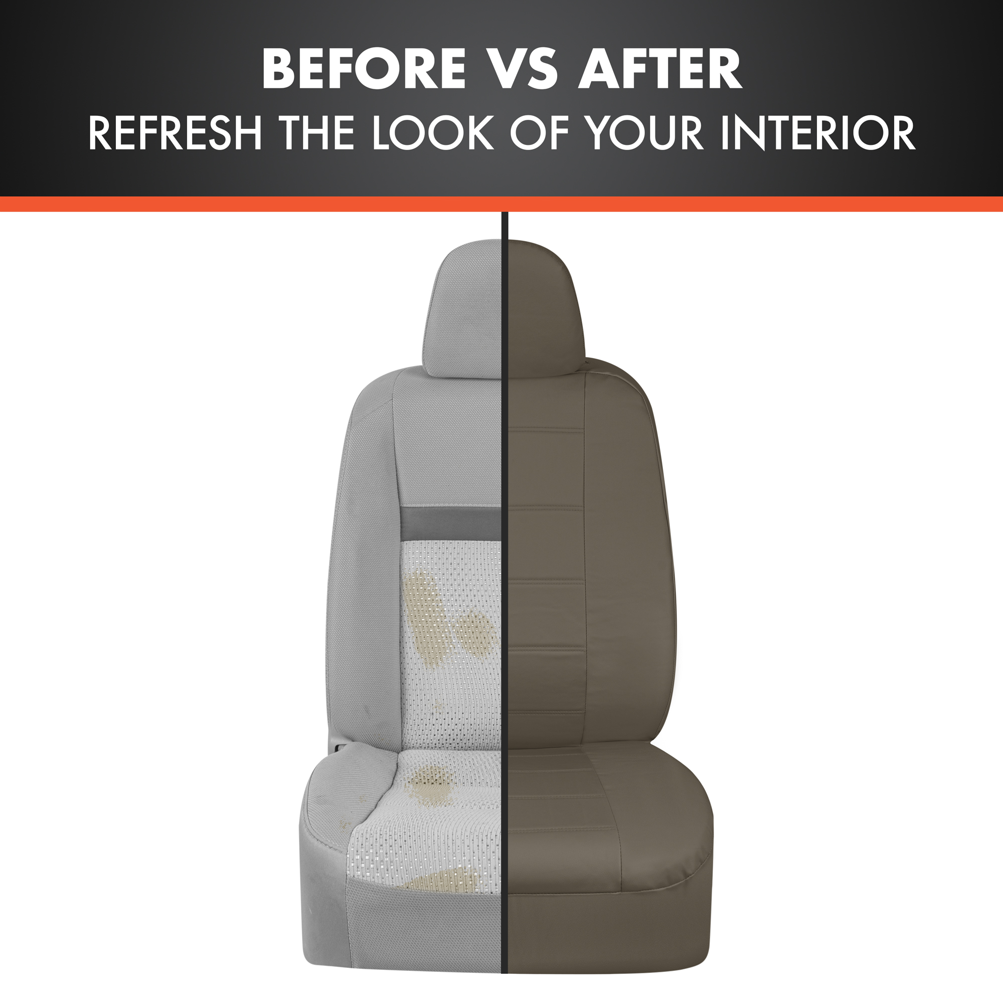 Motor Trend BDK CarXS Beige Faux Leather Front Seat Covers – Easy Install, 4-Piece Set