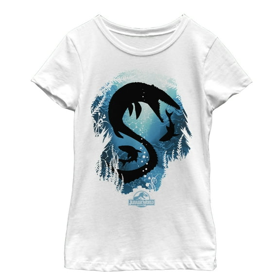 Girl's Jurassic World Mosasaurus With Sharks Graphic Tee White Large
