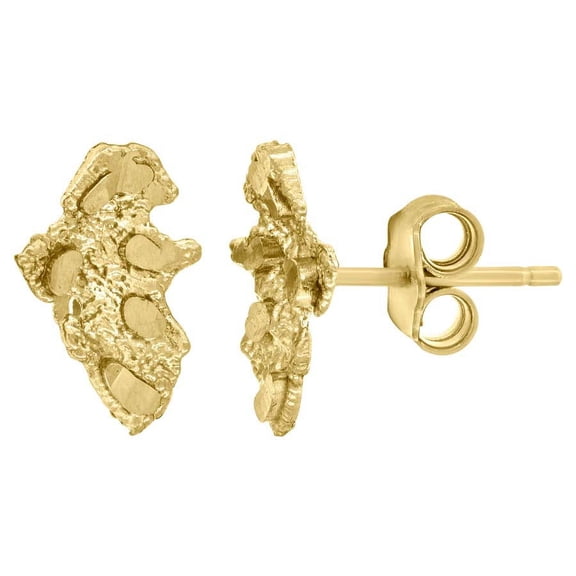 Auriga Fine Jewelry 10K Yellow Gold Nugget Textured Stud Earrings for Men